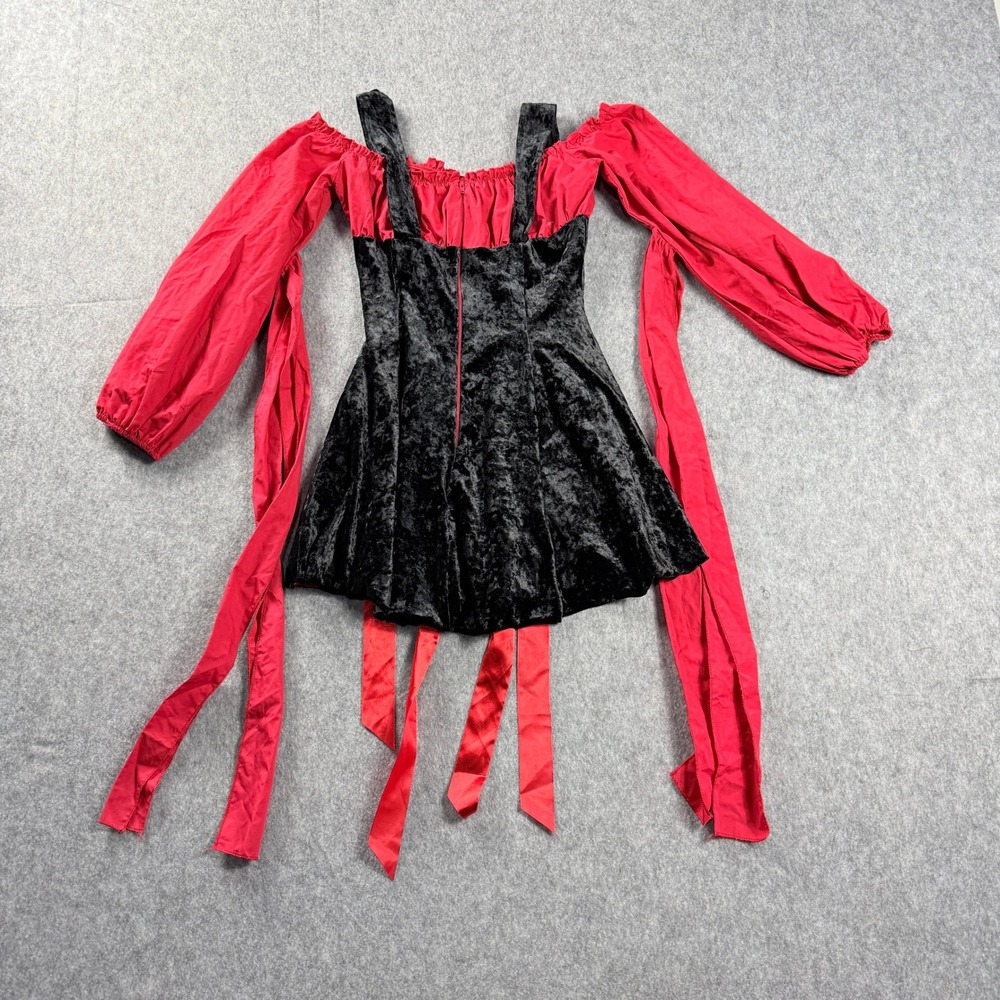 Leg Avenue Vixen Pirate Wench Costume Red Black Velvet Dress Small Hat Set - Picture 3 of 14
